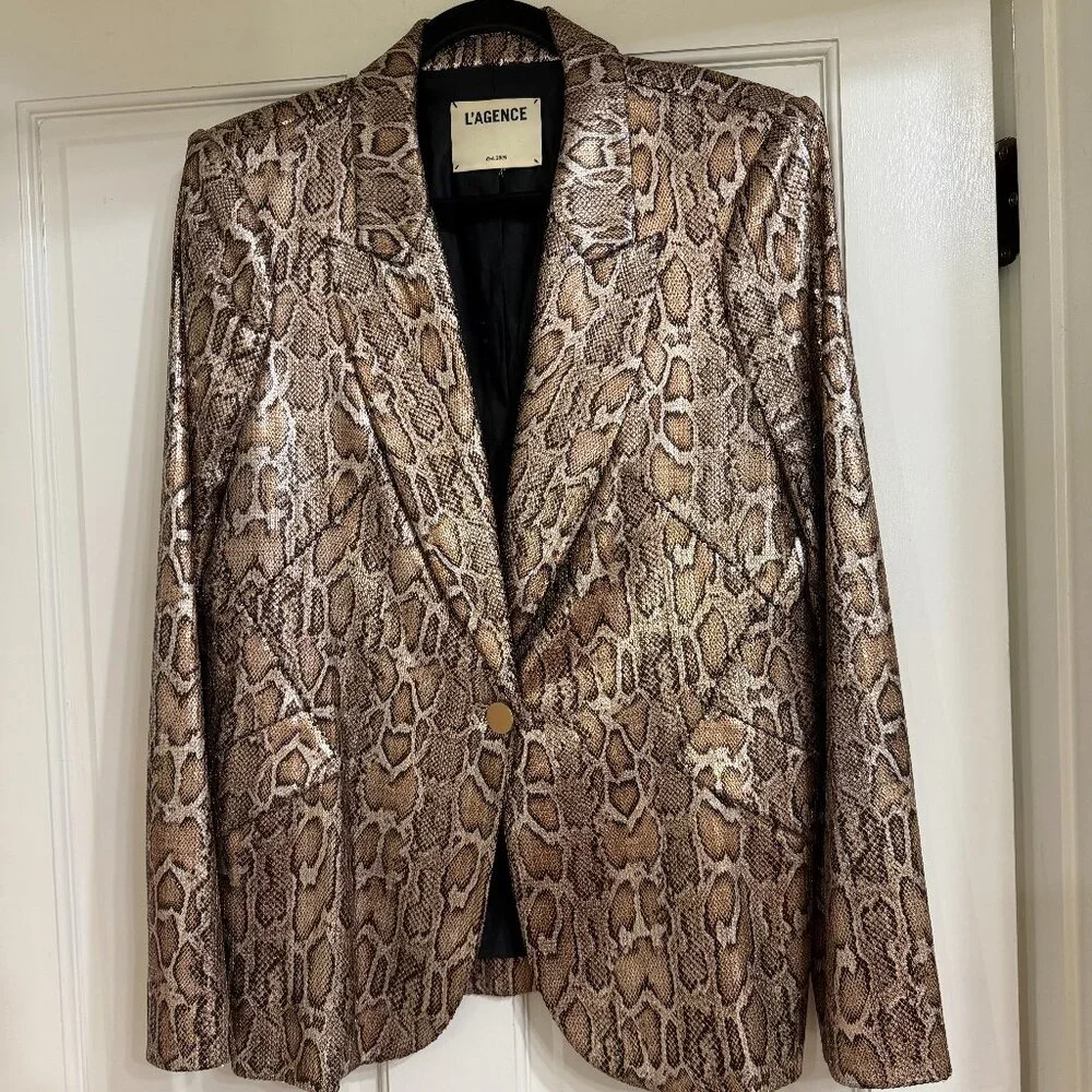 SALE NEW Fabulous Excellent L'Agence Sequin Animal Print Jacket sz 6 - Picture 1 of 6